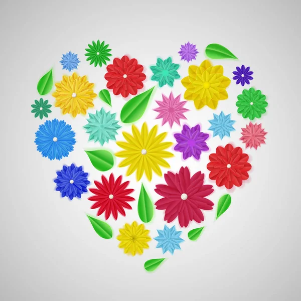 Καρδιά από λουλούδια εγγράφου — Διανυσματικό Αρχείο