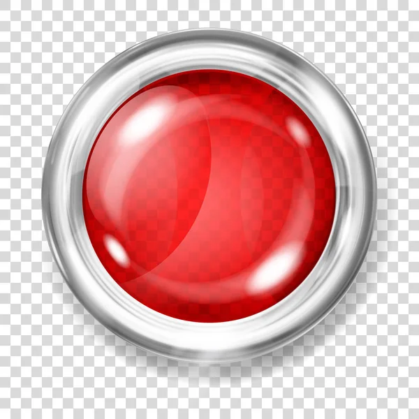 Bouton en verre transparent rouge — Image vectorielle