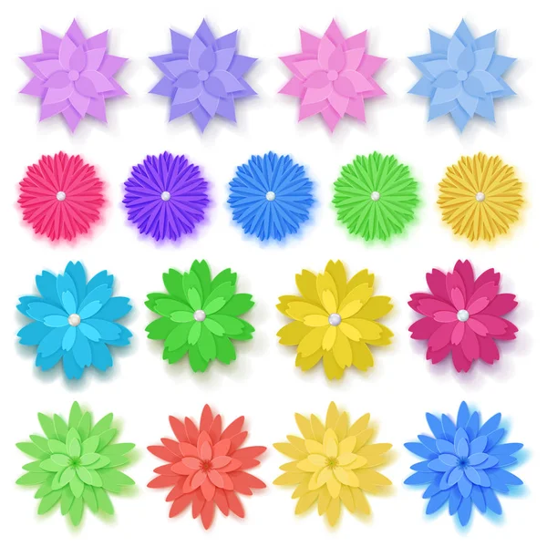 Set of paper flowers — Stock Vector