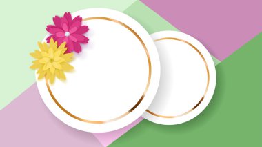 Arka plan daire çerçeveleri ve çiçekler