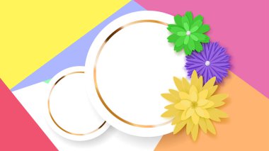 Arka plan daire çerçeveleri ve çiçekler