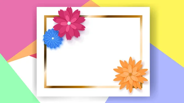 Fond avec cadre rectangle et fleurs — Image vectorielle
