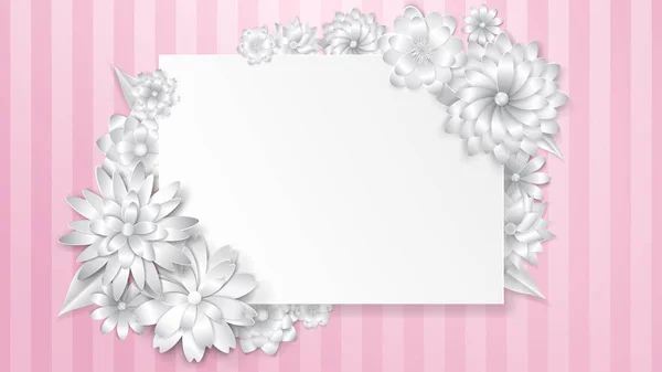 Modèle de carte de voeux avec fleurs en papier — Image vectorielle