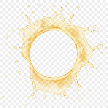 Üstten Görünüm şeffaf su taç damla şeffaf arka plan üzerinde izole sarı renklerde. Şeffaflık sadece vektör dosyası