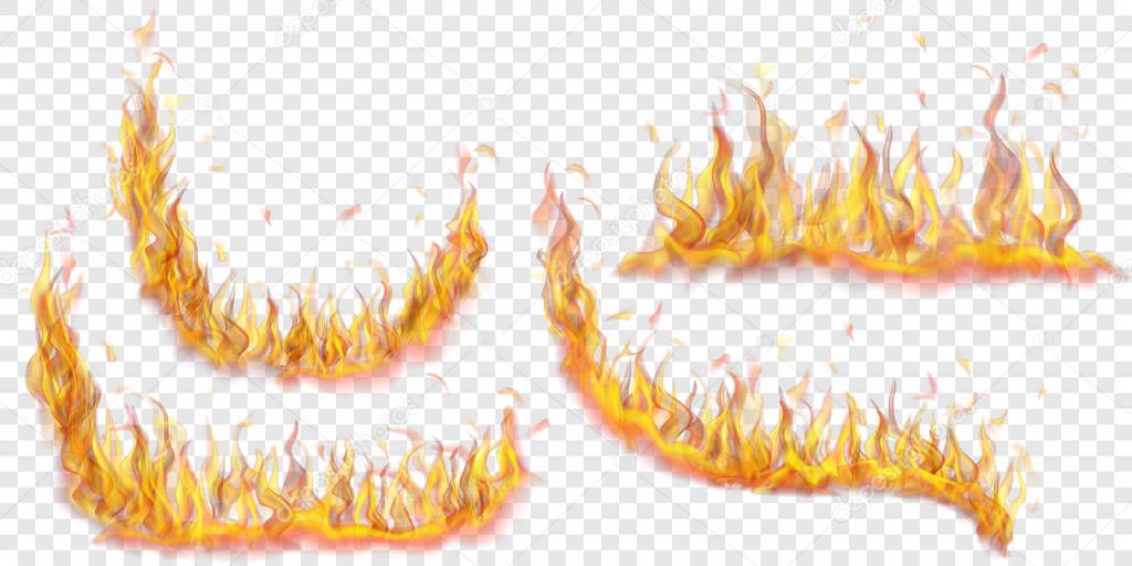 Set of fire flames