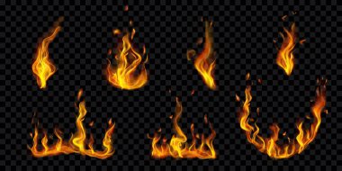 Burning campfires and fire flames clipart