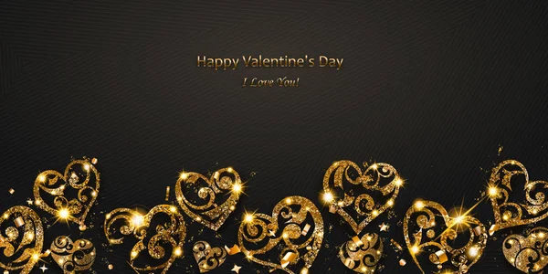 Carte de Saint-Valentin avec des cœurs brillants — Image vectorielle