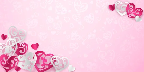 Carte de Saint Valentin avec coeurs — Image vectorielle