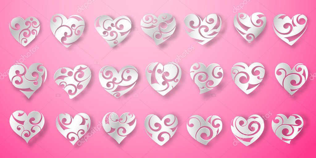 Set of white hearts