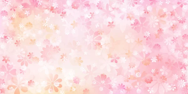 Spring background of various flowers in pink and peach colors