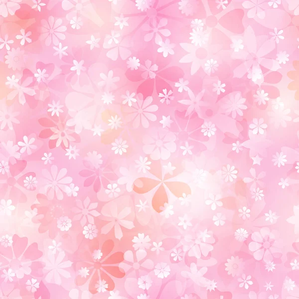 Jarní Bezešvé Vzor Různých Květin Růžových Broskvových Barvách — Stockový vektor