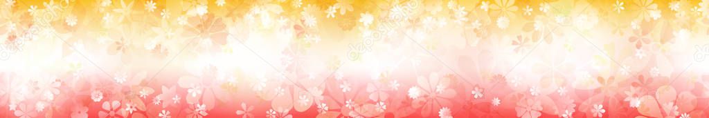 Spring horizontal banner of various flowers in yellow and red colors