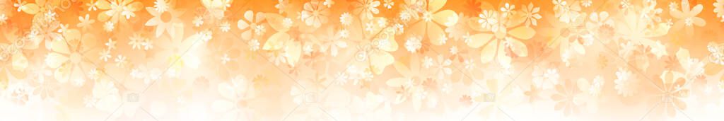Spring horizontal banner of various flowers in yellow colors