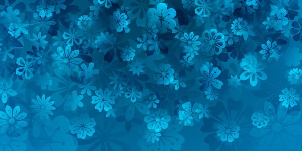 Fond Printanier Diverses Fleurs Aux Couleurs Bleu Clair — Image vectorielle