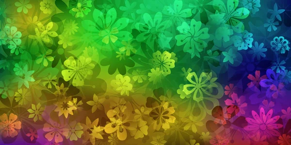 Fondo Primavera Varias Flores Colores Arcoíris — Archivo Imágenes Vectoriales