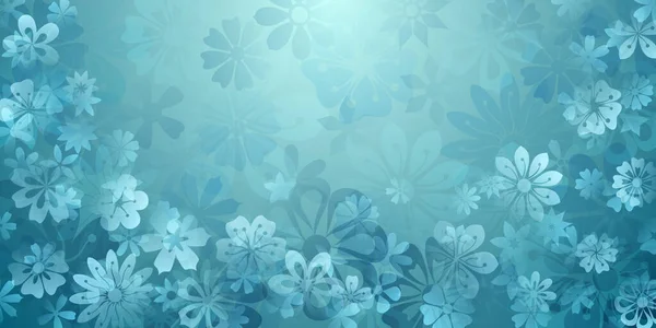 Açık Mavi Renklerde Çeşitli Çiçeklerin Bahar Arkaplanı — Stok Vektör