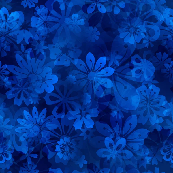 Patrón Sin Costura Primavera Varias Flores Colores Azules — Archivo Imágenes Vectoriales