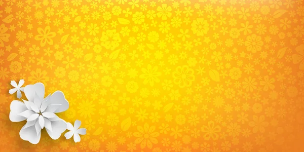 Sarı Renkli Çiçek Desenli Arka Plan Yumuşak Gölgeli Birkaç Büyük — Stok Vektör