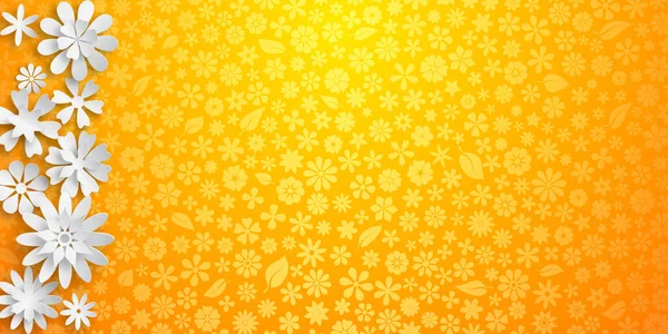 Fondo Con Textura Floral Colores Amarillos Varias Grandes Flores Papel — Vector de stock