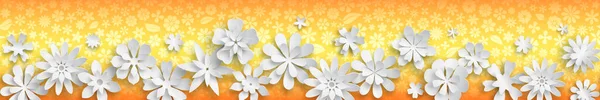 Banner Con Textura Floral Color Naranja Grandes Flores Papel Blanco — Vector de stock
