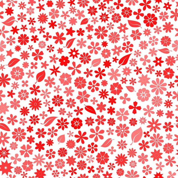 Seamless Pattern Floral Texture Small Flowers Red Colors — Stock Vector