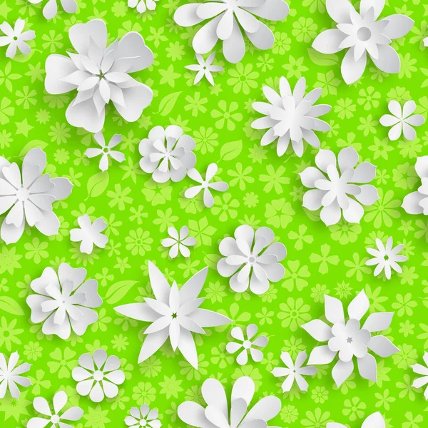 Patrón Sin Costuras Con Textura Floral Colores Verdes Grandes Flores — Archivo Imágenes Vectoriales