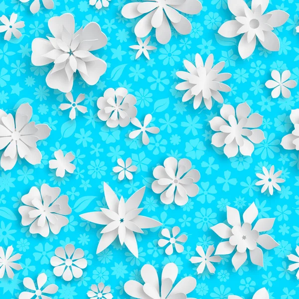 Patrón Sin Costuras Con Textura Floral Colores Azul Claro Grandes — Archivo Imágenes Vectoriales