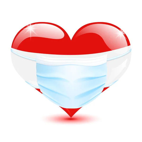 Серце Австрійському Прапорі Кольору Медичною Маскою Захисту Від Коронавірусу — стоковий вектор