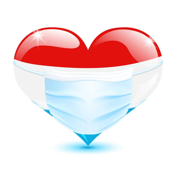 Серце Прапорі Люксембургу Медичною Маскою Захисту Від Коронавірусу — стоковий вектор