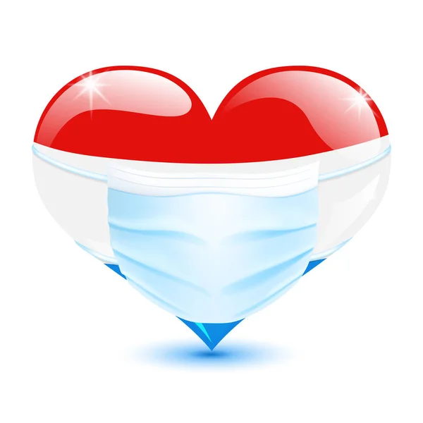 Серце Нідерландів Кольору Прапора Медичною Маскою Захисту Від Коронавірусу — стоковий вектор
