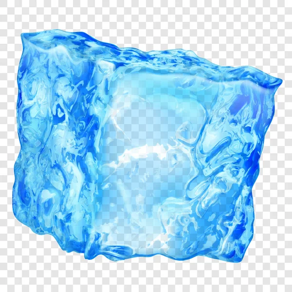 Cubo Gelo Translúcido Realista Cor Azul Claro Isolado Fundo Transparente —  Vetores de Stock