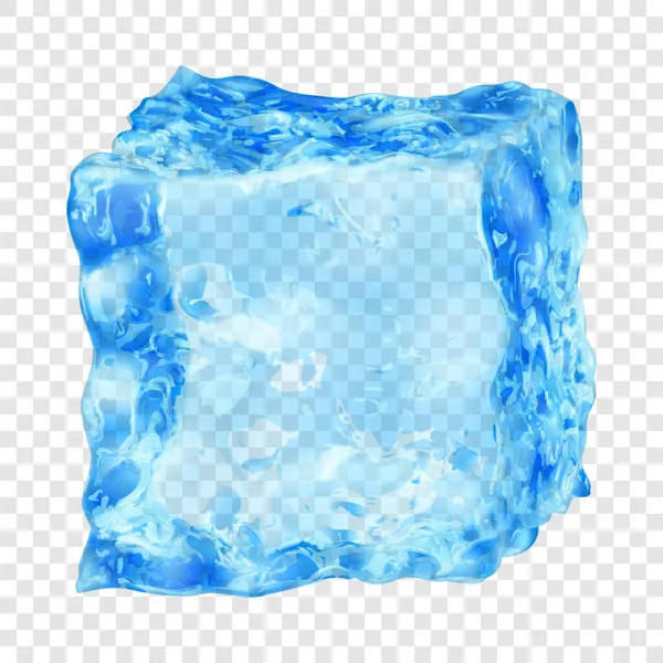 Реалистичный Полупрозрачный Куб Льда Светло Голубого Цвета Изолирован Прозрачном Фоне — стоковый вектор