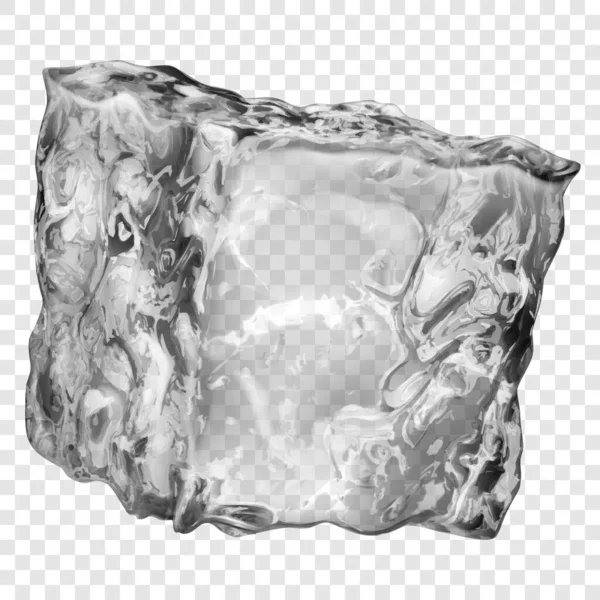 Реалистичный Полупрозрачный Куб Льда Серого Цвета Изолирован Прозрачном Фоне Прозрачность — стоковый вектор