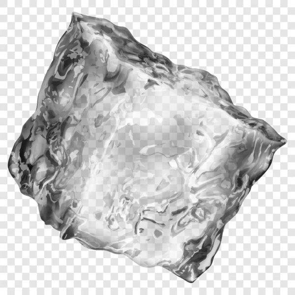 Реалистичный Полупрозрачный Куб Льда Серого Цвета Изолирован Прозрачном Фоне Прозрачность — стоковый вектор