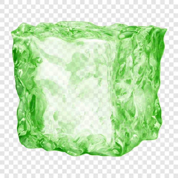 Реалістичний Напівпрозорий Куб Льоду Зеленому Кольорі Ізольований Прозорому Фоні Прозорість — стоковий вектор
