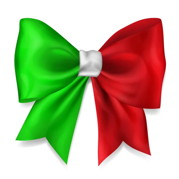 Μεγάλο Φιόγκο Από Κορδέλα Χρώματα Σημαία Ιταλίας Σκιά Λευκό Φόντο — Διανυσματικό Αρχείο