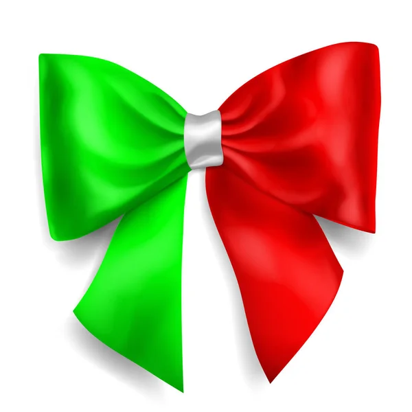 Gran Lazo Hecho Cinta Los Colores Bandera Italia Con Sombra — Vector de stock