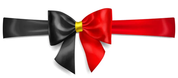 Grande Fiocco Fatto Nastro Belgio Colori Bandiera Con Ombra Sfondo — Vettoriale Stock