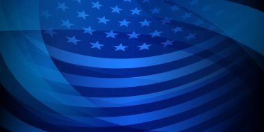 ABD 'nin bağımsızlık günü, koyu mavi renkli Amerikan bayrağı unsurlarıyla soyut bir arka plan