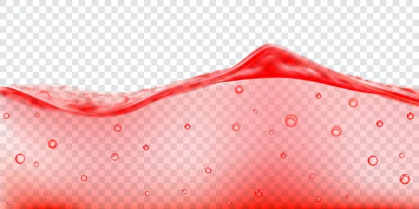 Onda Agua Translúcida Color Rojo Con Burbujas Aire Aislada Sobre — Vector de stock