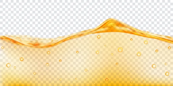 Onda Agua Translúcida Color Amarillo Con Burbujas Aire Aislada Sobre — Vector de stock