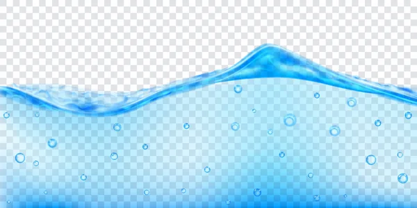 Onda Agua Translúcida Color Azul Claro Con Burbujas Aire Aislada — Vector de stock