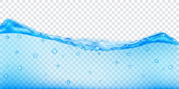 Прозрачные Волны Воды Светло Голубого Цвета Пузырьками Воздуха Изолированные Прозрачном — стоковый вектор
