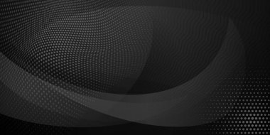 Yarım ton noktalardan ve siyah ve gri renkli eğri çizgilerden oluşan soyut arkaplan