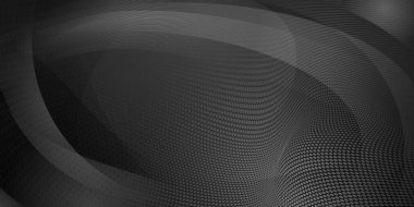 Yarım ton noktalardan ve siyah ve gri renkli eğri çizgilerden oluşan soyut arkaplan