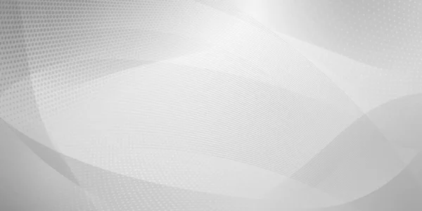 白い線と灰色の線で描かれたハーフトーン ドットと曲線の背景 — ストックベクタ