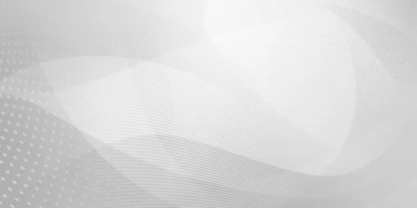 白い線と灰色の線で描かれたハーフトーン ドットと曲線の背景 — ストックベクタ