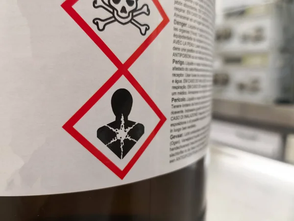 Label Hazardous Chemical Scientific Laboratory Warning Icons Toxicity Death Occupational 로열티 프리 스톡 이미지