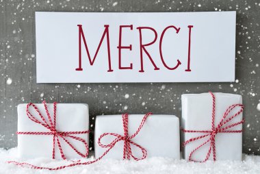 Kar taneleri, Merci demektir teşekkür ederim ile beyaz hediye