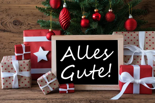 다채로운 크리스마스 트리, Alles Gute는 최고의 소원을 의미합니다. — 스톡 사진